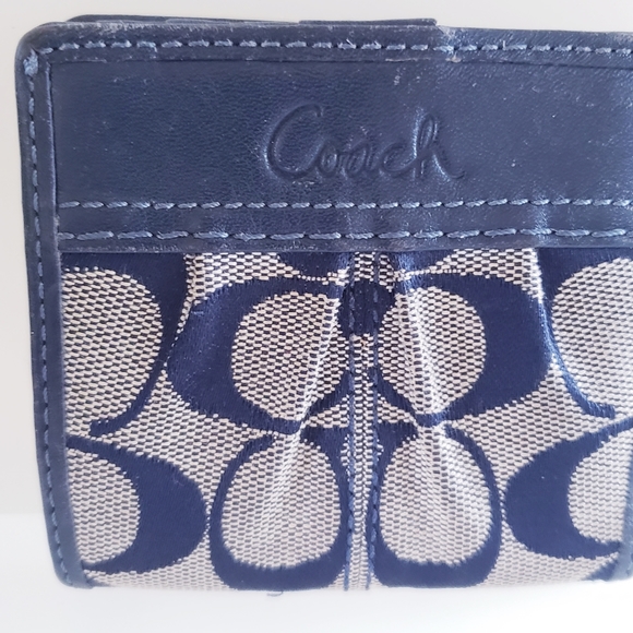 COACH Monogram Leather & Canvas Small Bifold Wallet - Picture 3 of 11